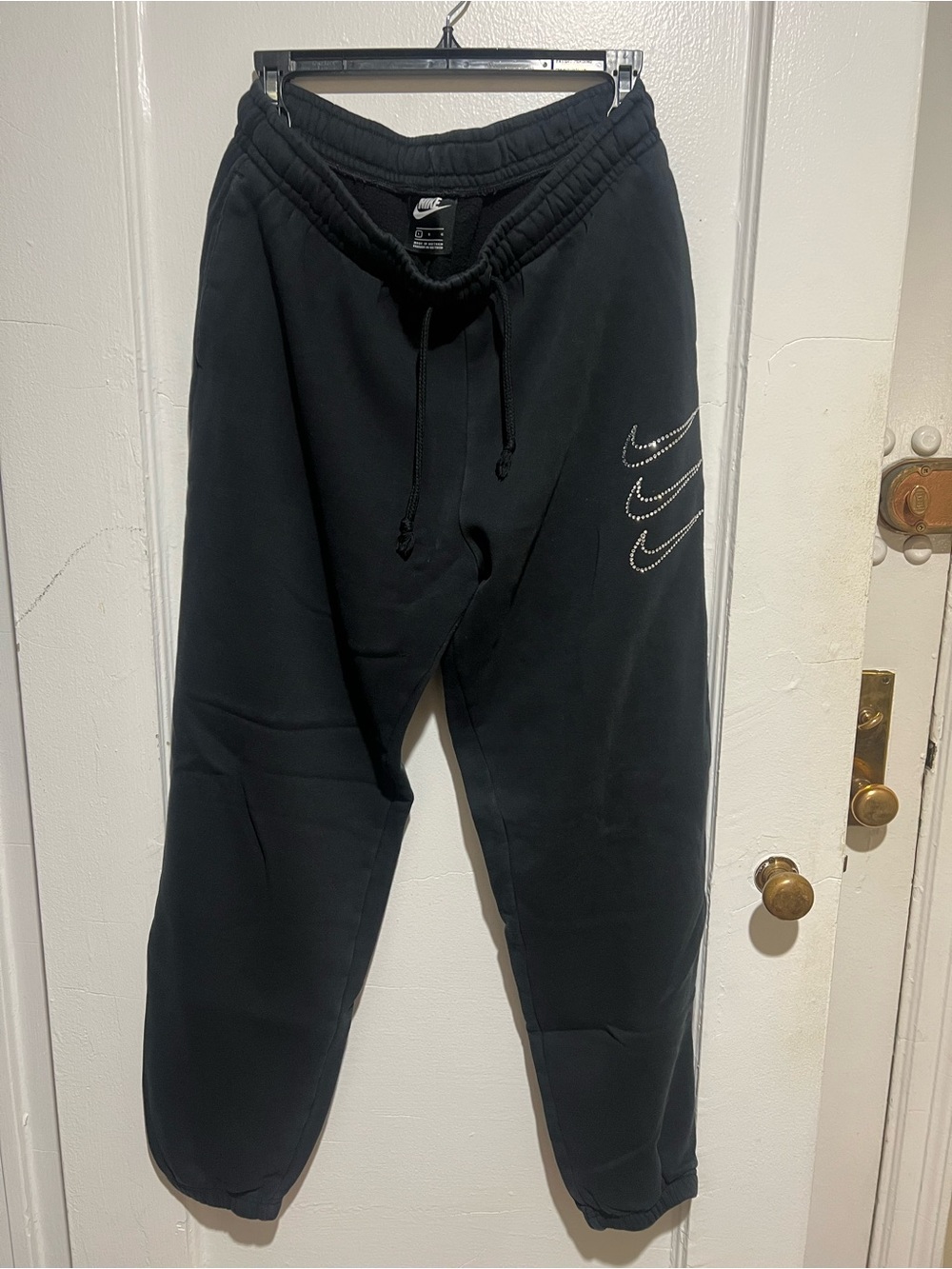 Nike Rhinestone Black Sweatpants Trickle Swoosh